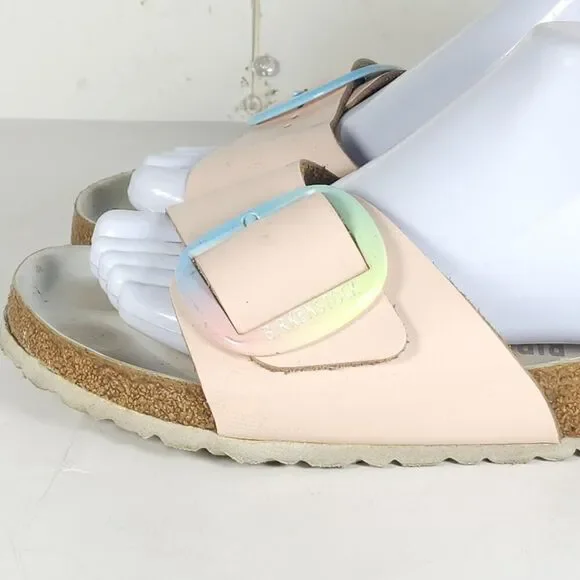 Birkenstock Women's Madrid Big Buckle EU41 US10 Leather Light Pink Slide Sandals - Picture 13 of 16